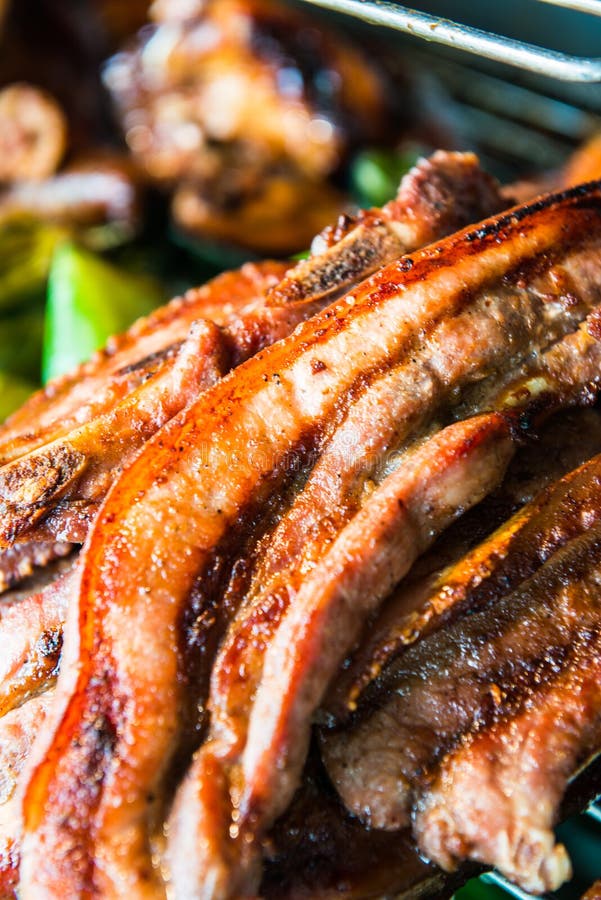 Charcoal Boiled Pork Neck on Grill Stock Image Image of barbecue