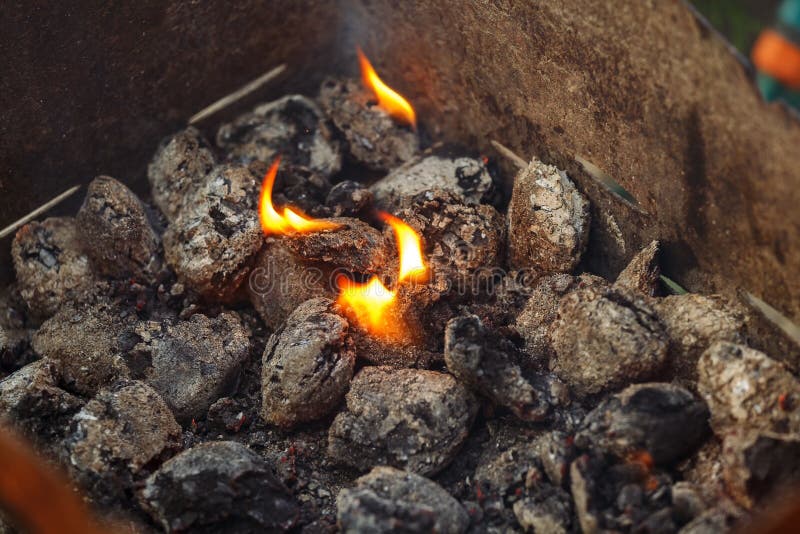 Charcoal Briquettes Ready for Barbecue Grill. Stock Photo Image of