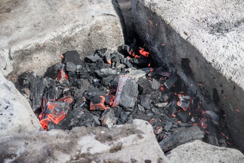 Charcoal Burning in the Grill. the Fire in the Grill. Kindle Fire
