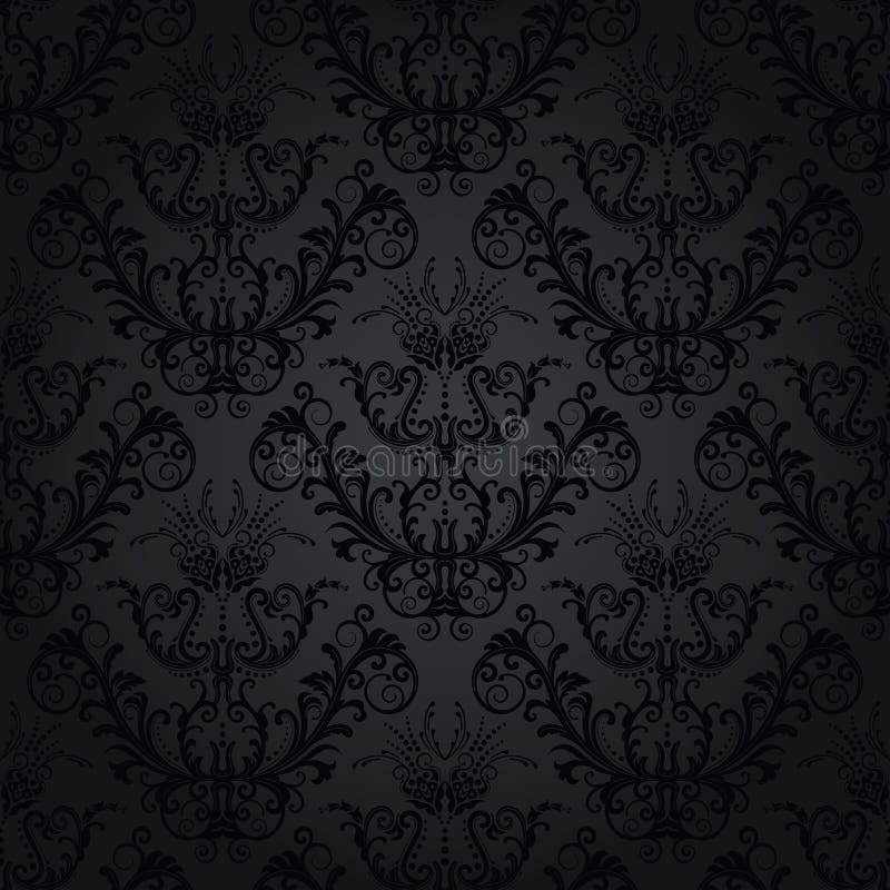 Charcoal floral seamless wallpaper stock illustration