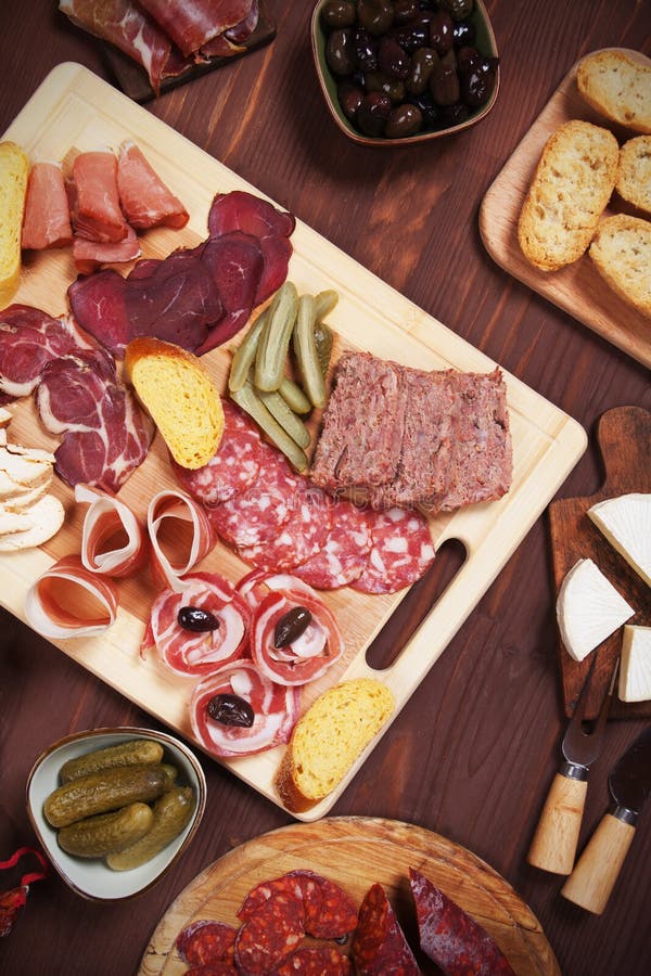 Charcuterie Board with Cured Meat Stock Image Image of sausage, cold