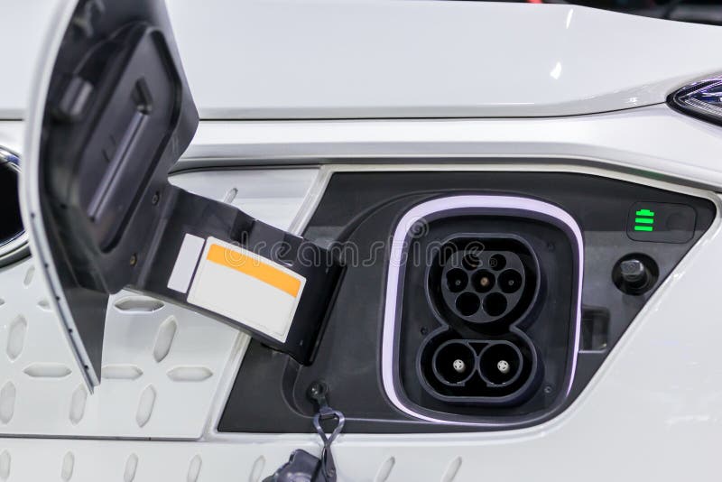 Charge Port on an Electric Car, Ev Charging Port on Electric Car