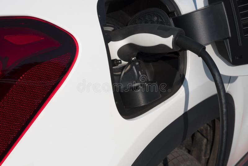 Charging Battery Electric Car Connected Socket Cable Stock Image