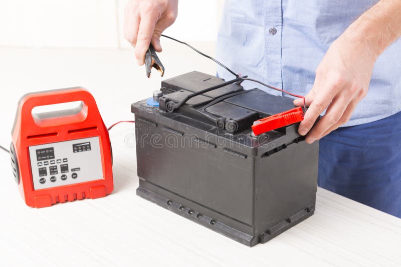 Charging car battery stock photo. Image of power, checking 55849680