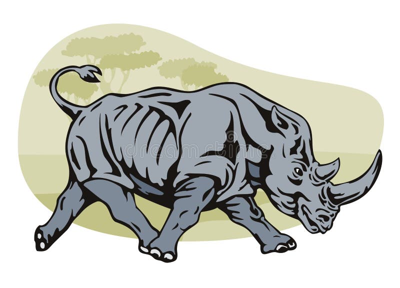 Charging rhinoceros