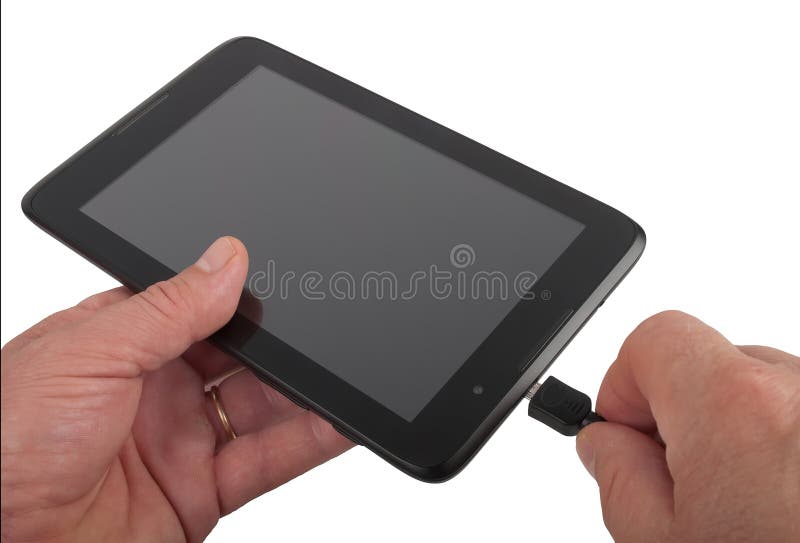 Charging Tablet Pc Isolated Stock Image Image of plugged, newsletter