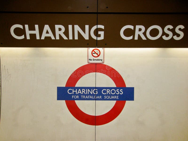 Charing Cross Underground Station Sign London Editorial Stock Photo