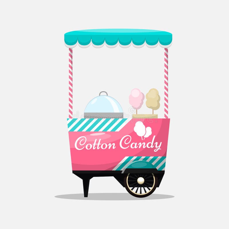 Chariot de sucrerie de coton, kiosque sur des roues, vente au détail, bonbons et confectio illustration libre de droits Chariot de sucrerie de coton, kiosque sur des roues, vente au détail, bonbons et confectio illustration libre de droits