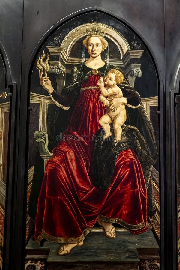 Charity, from panels depicting the Virtues in Uffizi Gallery in Florence, Italy