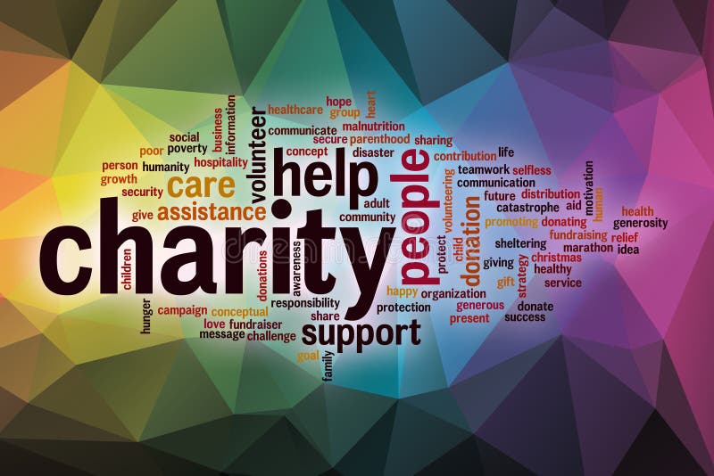 Charity word cloud with abstract background
