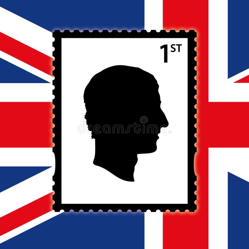 Portrait of Charles of England with british flag, vector illustration. Portrait of Charles of England with british flag, vector illustration