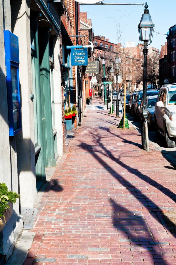 Charles Street em Beacon Hill em Boston, EUA fotografia de stock Charles Street em Beacon Hill em Boston, EUA fotografia de stock