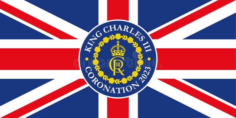 Charles Third Coronation fantasy flag, United Kingdom, vector illustration with symbolic cipher. Charles Third Coronation fantasy flag, United Kingdom, vector illustration with symbolic cipher