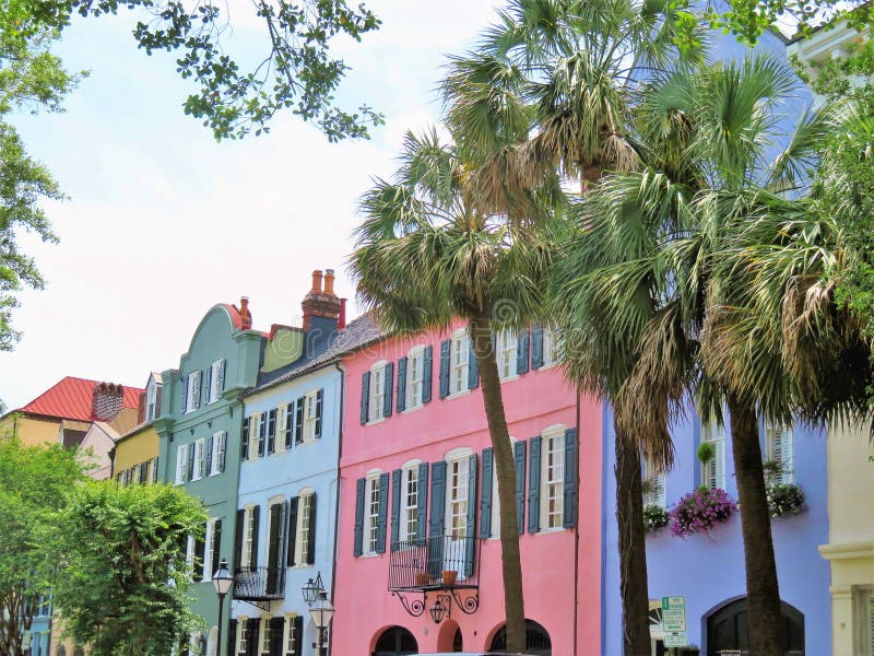 Charleston, Zuid-Carolina, 4 Mei, 2017, Zuidelijke stijlhuizen in het historische district van Charleston