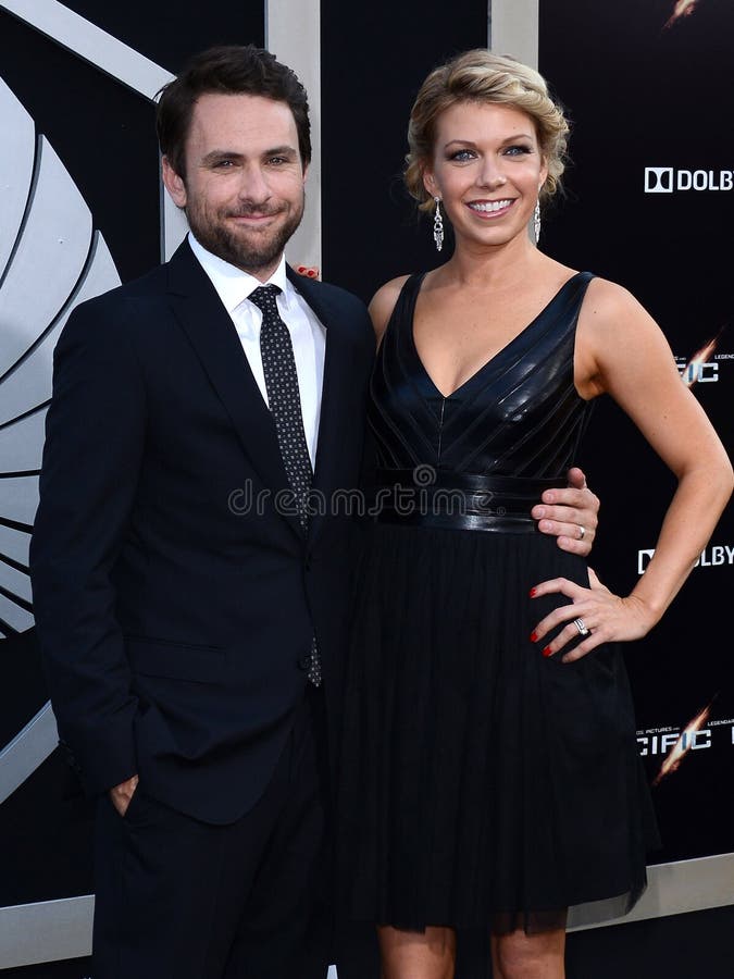 Actor Charlie Day, left, and his wife Mary Elizabeth Ellis arrive on the  red carpet at the LA premiere of Pacific Rim at the Dolby Theater on  Tuesday, July 9, 2013 in