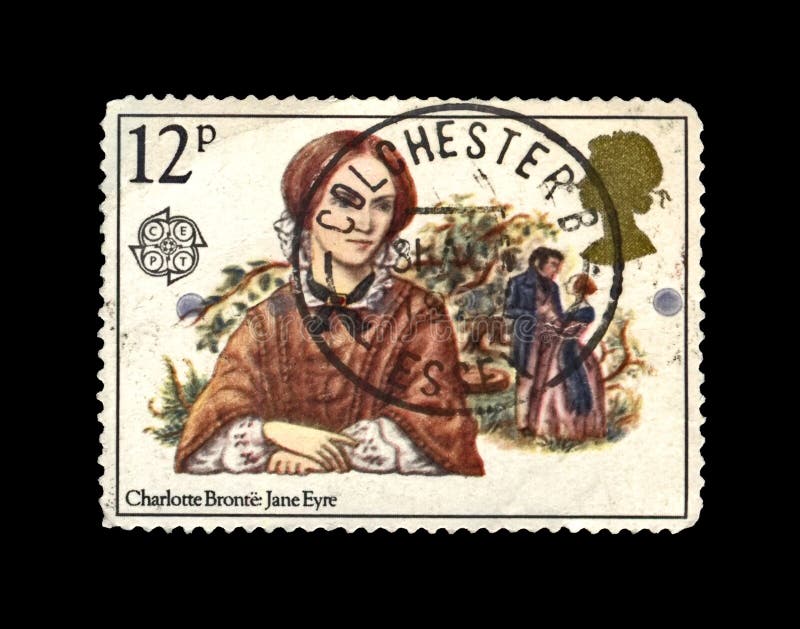 Charlotte Bronte, famous English writer, Jane Eyre novel scene, Great Britain, circa 1980, royalty free stock photo Charlotte Bronte, famous English writer, Jane Eyre novel scene, Great Britain, circa 1980, royalty free stock photo