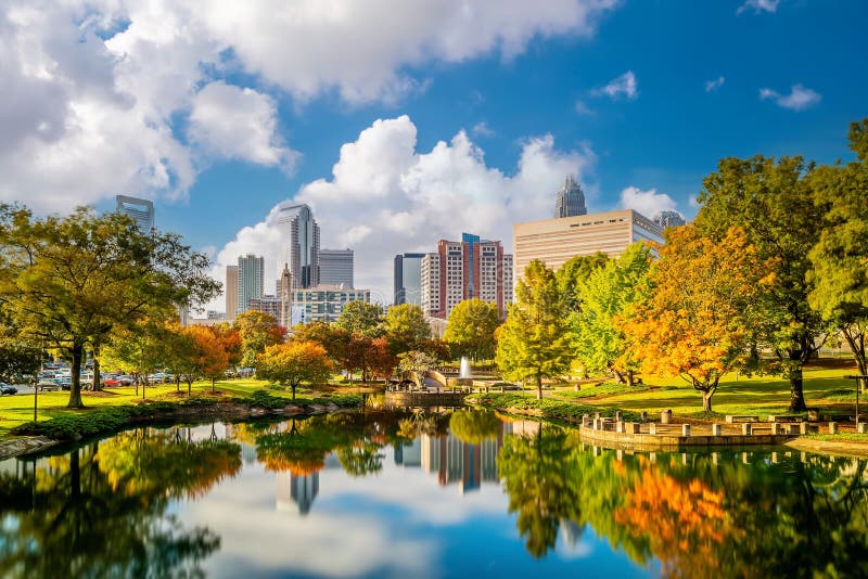 Charlotte City Downtown Skyline Cityscape Of North Carolina Stock Photo