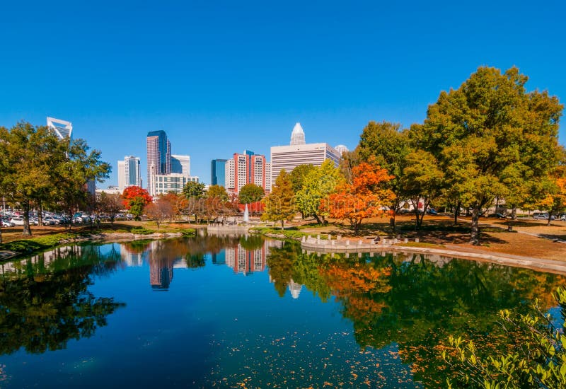 Charlotte City Skyline Autumn Season Stock Photo - Image of carolina ...