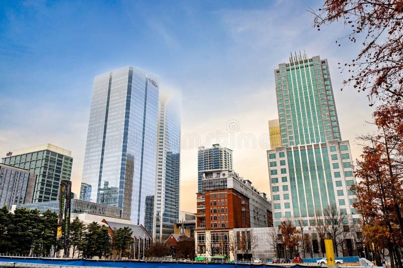 Charlotte Modern City Center Skyscraper Buildings At Sunset Editorial charlotte-modern-city-center-skyscraper-buildings-at-sunset-editorial