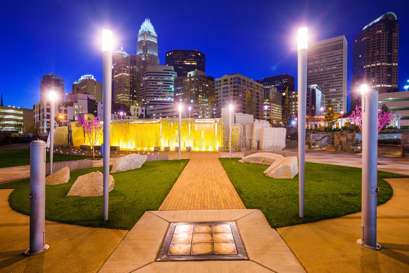 Charlotte, North Carolina Park Cityscape Stock Image - Image of ...