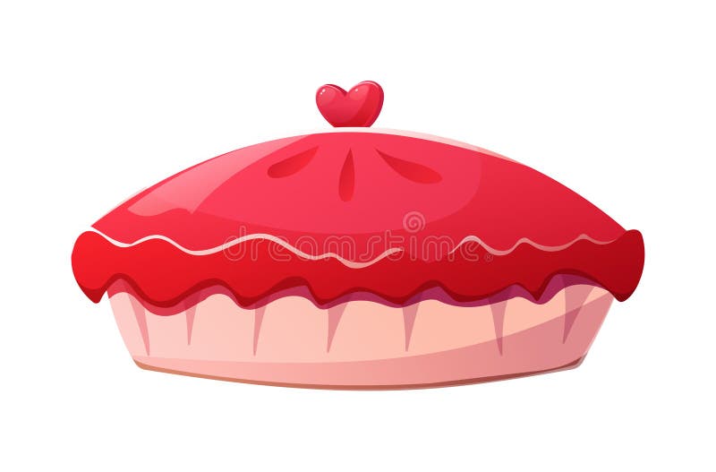 Charmanter vektorkartoon isolierte Illustrationskuchen mit rosa frostigen Herzdekorationen beleuchtet Kerze. Geburtstag vektor abbildung