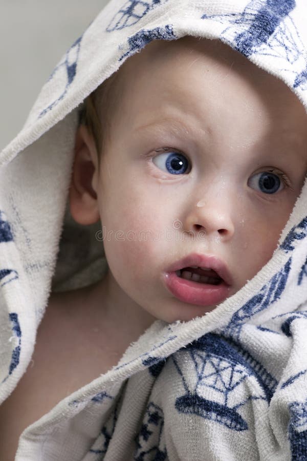 Charming Baby Boy in a Bathrobe Stock Photo Image of funny