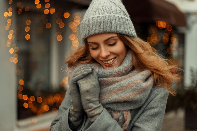Charming beautiful happy woman with a magic smile royalty free stock photos Charming beautiful happy woman with a magic smile royalty free stock photos