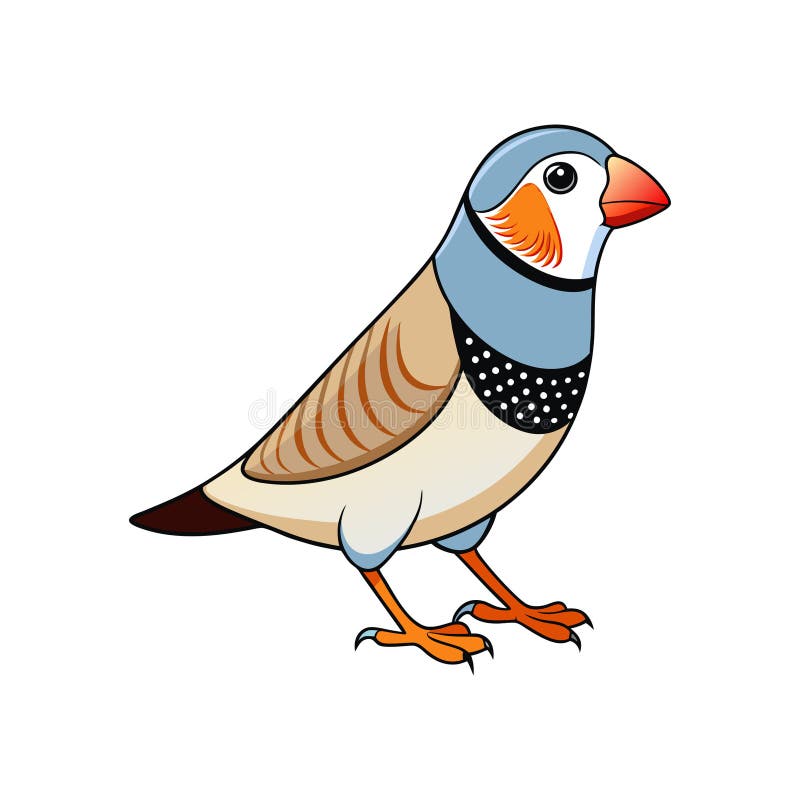 Charming Burchells Zebra Finch Bird Design stock illustrationer
