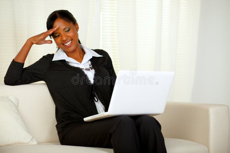 Charming Business Black Woman on Laptop Stock Image Image of american, businesswoman 26091015