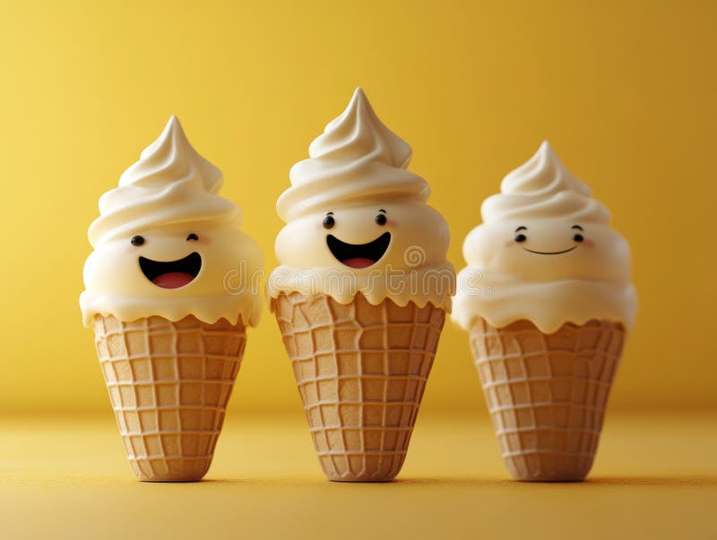 A charming close-up of a triple-scoop ice cream cone at an outdoor summer festival dessert treat stock photos