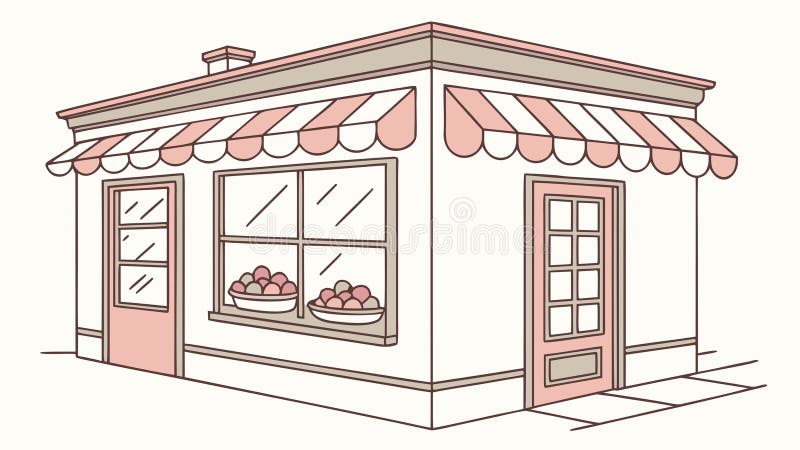 Charming Corner Shop: Inviting Urban Retail Facade, vector design Generative AI vector illustration