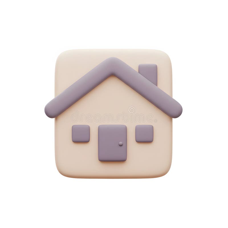 Cute 3D House Icon: Minimalist Design. A charming 3D house icon featuring a soft color palette and simple shapes. The design evokes a sense of home and comfort, perfect for UI or graphic design projects. generated by AI and ideal for any content relating to real estate, home services, or accommodation.