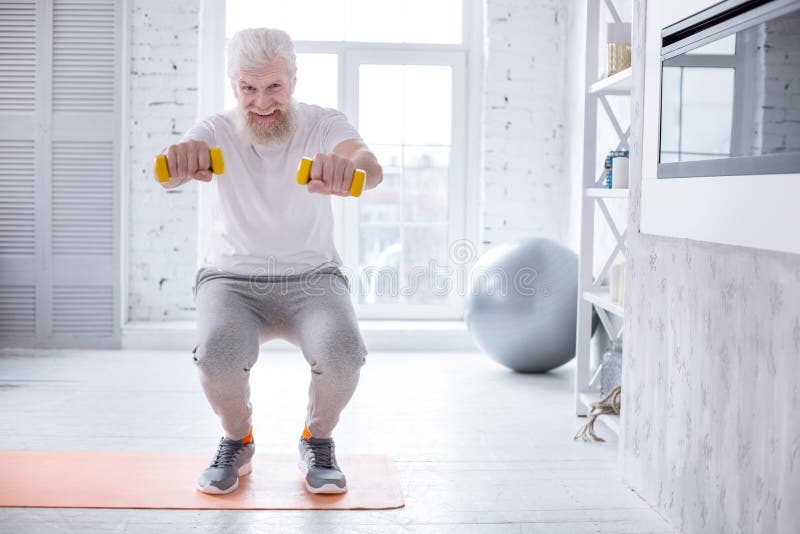 Hand Drawn An Old Squatting Man Black And White Vector Image