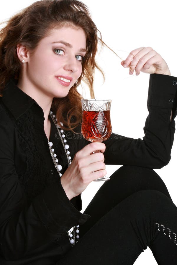 Charming Girl with a Wine Glass Stock Photo Image of lovely, portrait 14356234