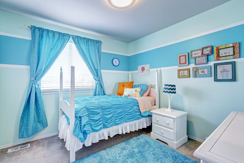 Charming Girls  Room  Interior In Blue  Tones Stock Image 