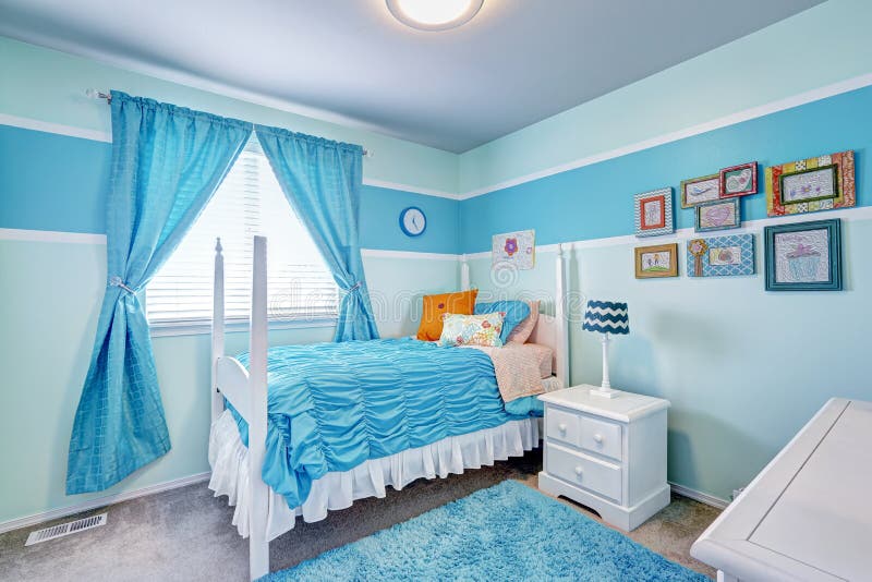 Charming Girls Room Interior In Blue Tones Stock Image Charming Girls Room Interior In Blue Tones Stock Image