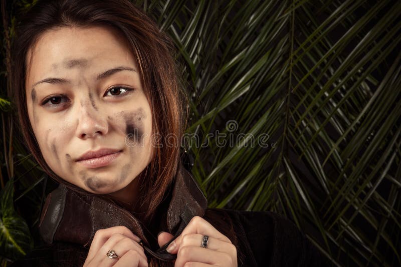 Charming Korean Girl with Dirty Face Stock Photo - Image of girl, brown ...