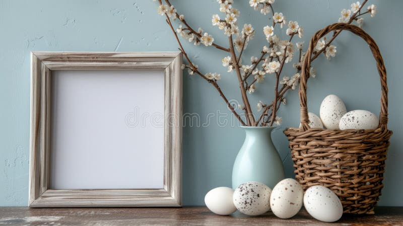 A charming, minimalistic frame that enhances your Easter photos with its simple elegance royalty free stock image