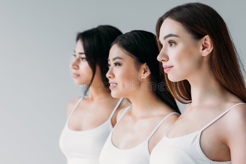charming multiethnic girls looking away royalty free stock image charming multiethnic girls looking away royalty free stock image