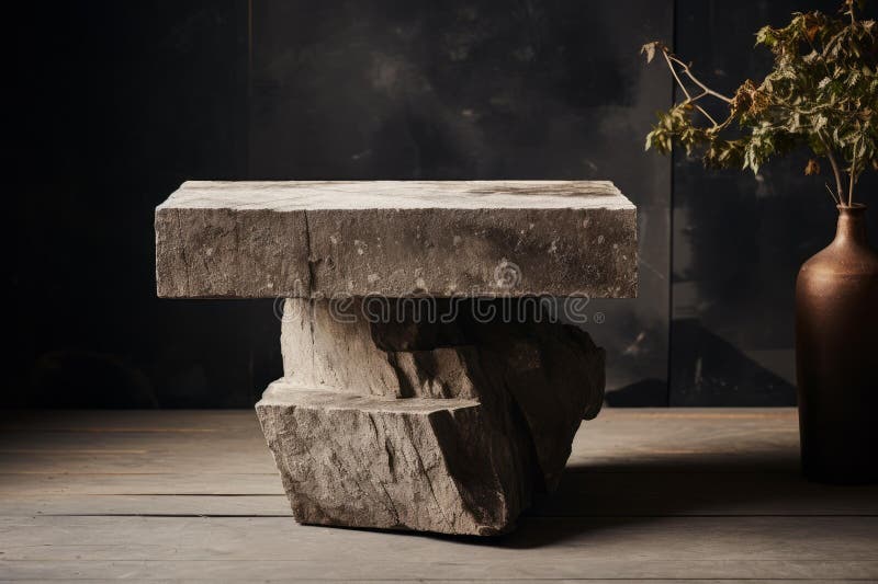 Charming Small stone podium summer. Generate Ai stock image