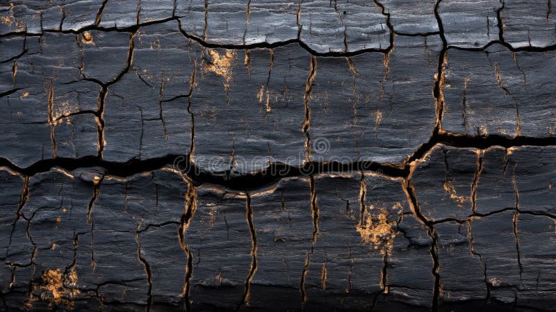 Charred Wood Texture Deep Cracks Dark Surface stock abbildung
