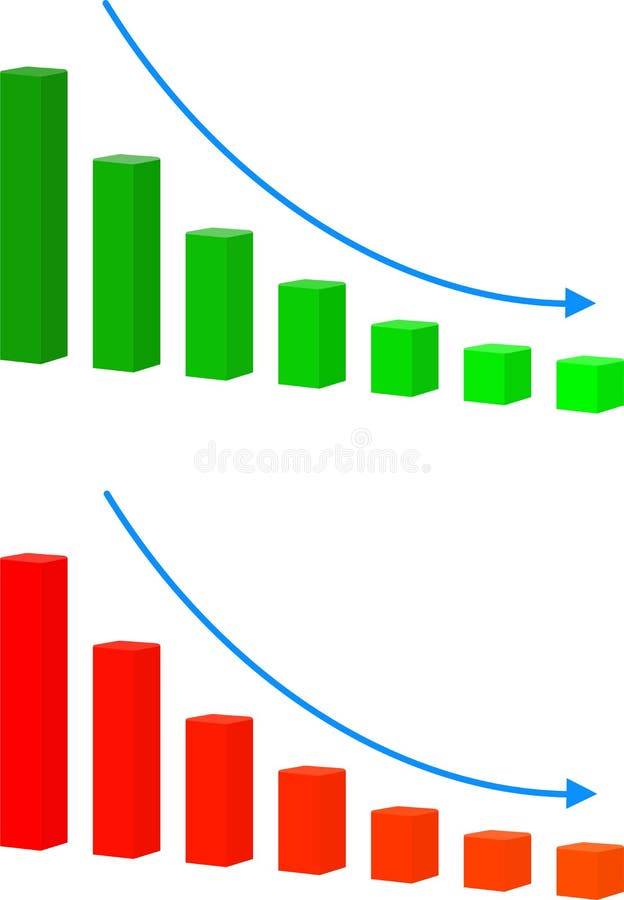 Chart with bars declining raster icon. Decrease sign icon. Finance graph symbol. stock illustration