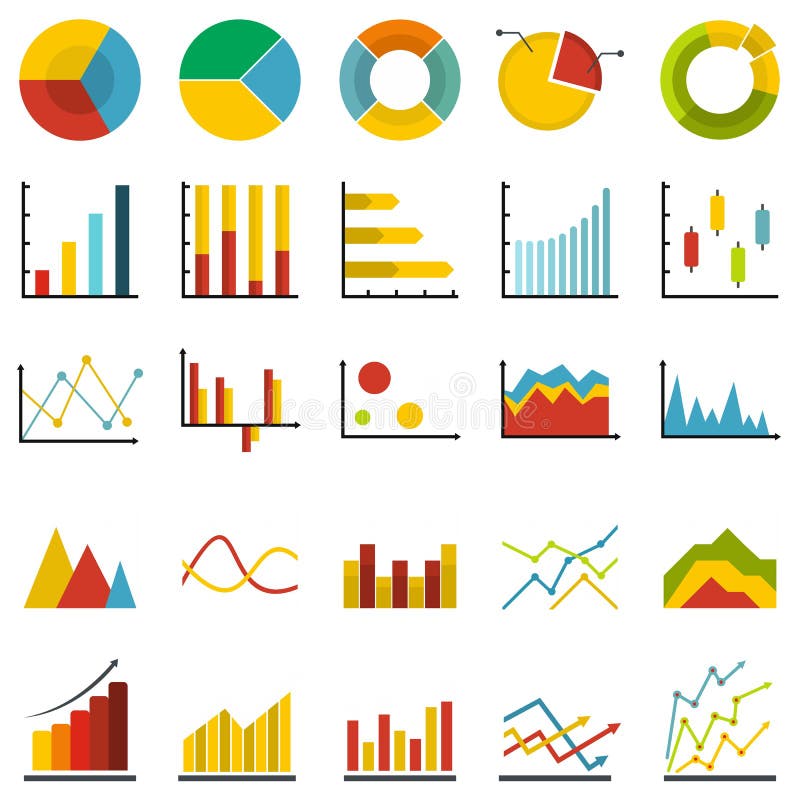 Chart Diagram Icon Set, Outline Style Stock Vector - Illustration of ...