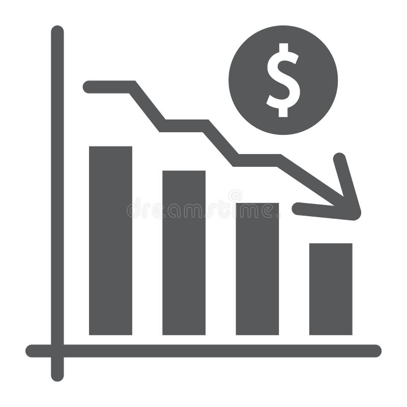 Chart glyph icon, finance and banking, decrease royalty free illustration