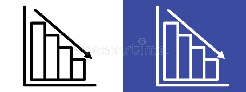 Chart Icon Demonstrating Reduction in Data, Business Decline, and ...