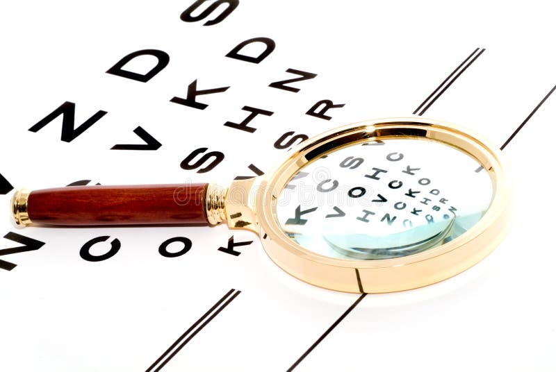 Magnifier On Eyesight Test Chart Stock Photo Image of frame