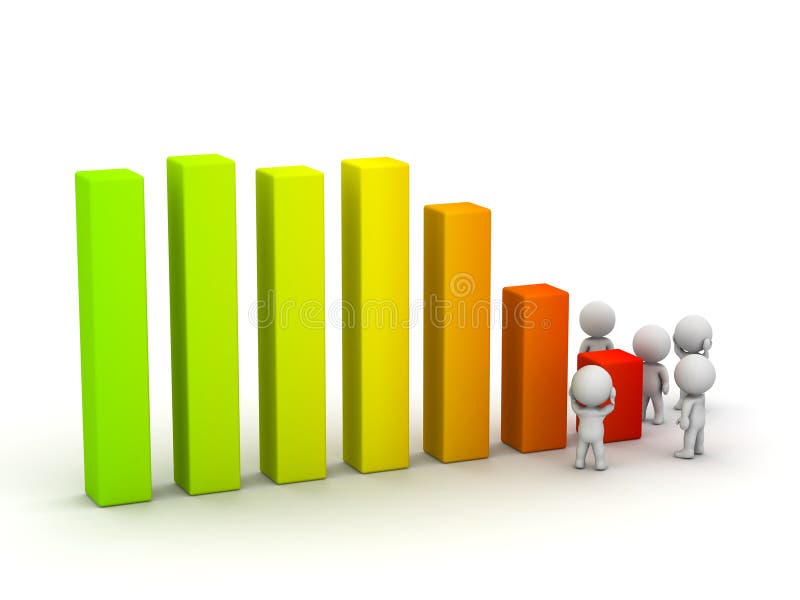 Chart profit loss and 3D guys worrying royalty free illustration