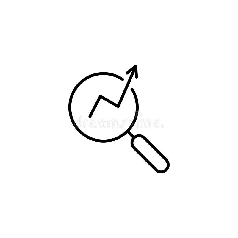 Chart simple icon. Report graph or Sales growth sign in Magnifying glass. Analysis and Statistics data symbol. Quality stock illustration