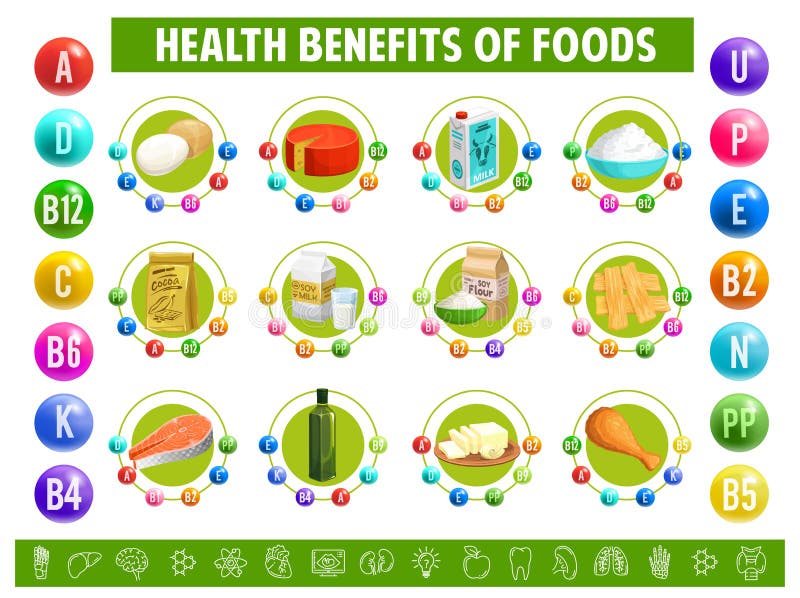 Chart Table Content of Vitamins Minerals in Food Stock Vector ...