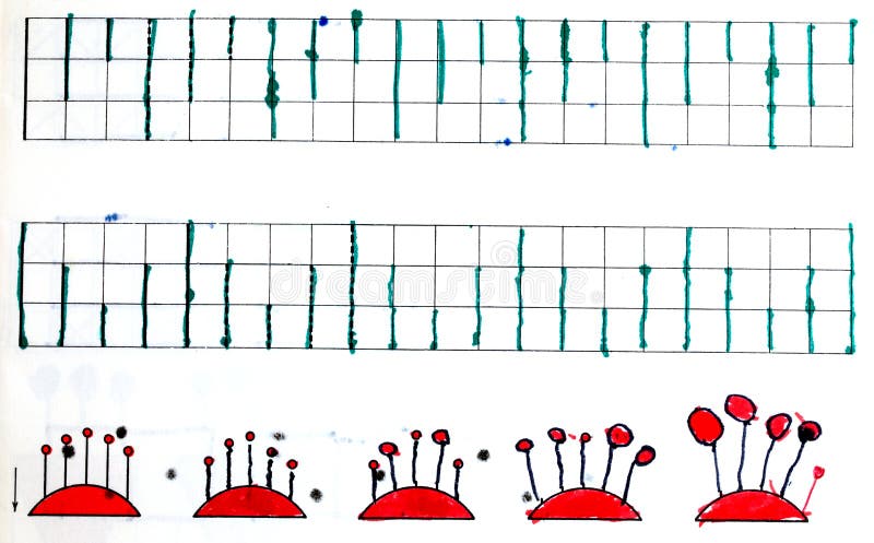 Charts in child`s notebook royalty free illustration Charts in child`s notebook royalty free illustration